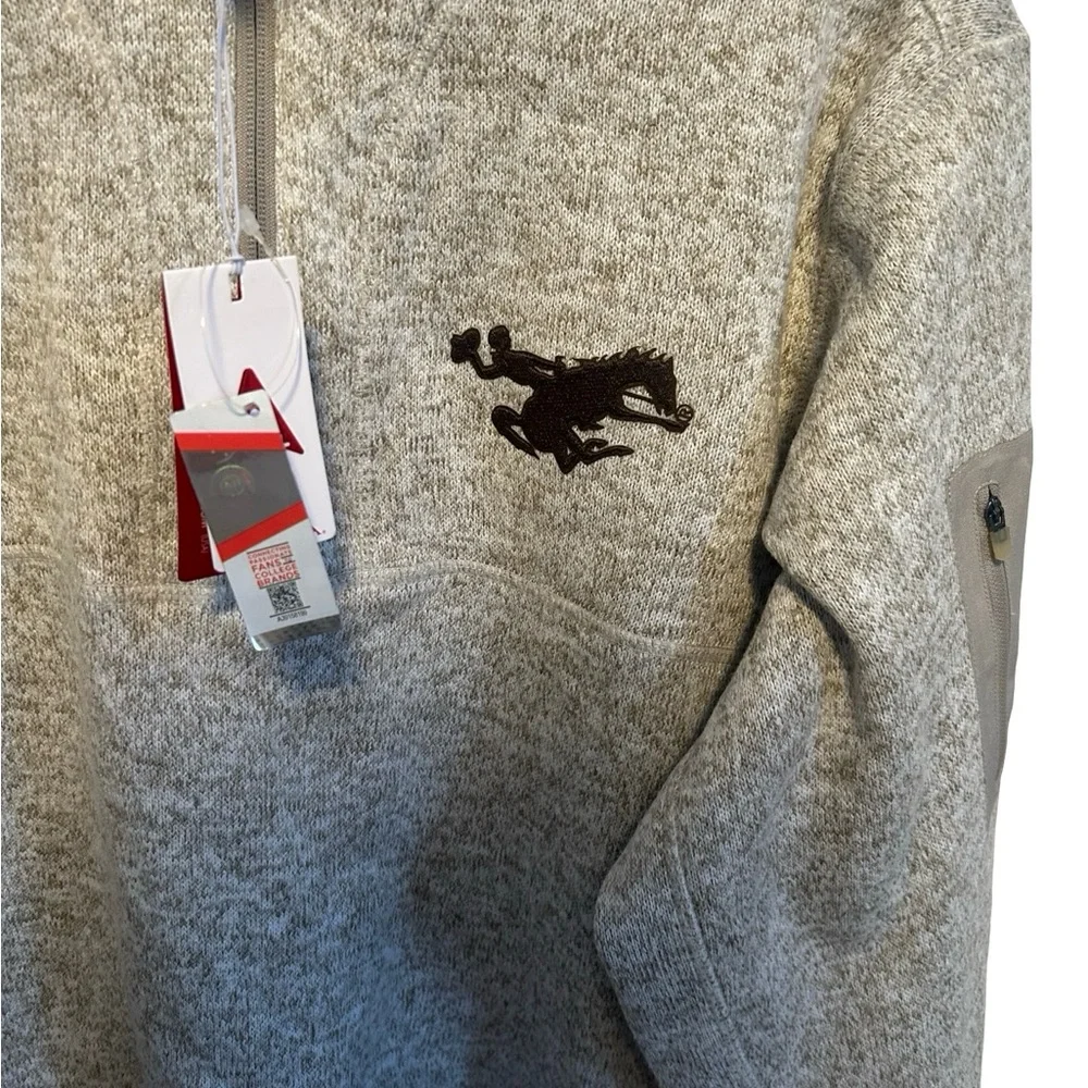 Antigua Men's Tan- Oatmeal - Gray Quarter-Zip Sweater Large NWT C-L